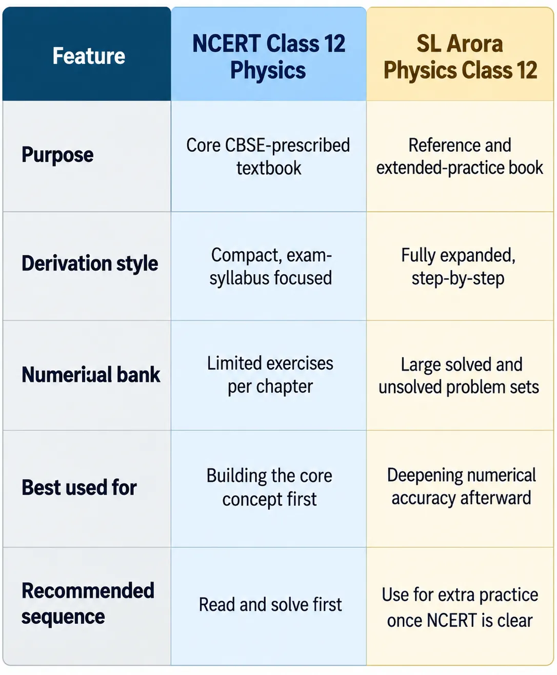 SL Arora vs NCERT